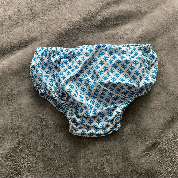 BabyBoden Blue and White Print Dress with Bloomers EUC 12-18 Months - Picture 6 of 7